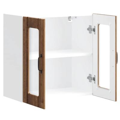 Keukenbovenkast met glazen deur Lucca bewerkt hout oud houtkleurig