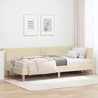 Hoekbedframe met Matras Anders met hoofdeinde 2 pcs Crème Stof - thumbnail