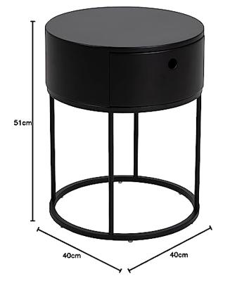 Bendt Rond Nachtkastje 'Gaga' met lade, kleur Zwart