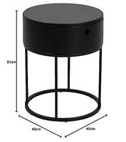 Bendt Rond Nachtkastje 'Gaga' met lade, kleur Zwart - thumbnail
