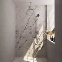 Chrome Carving Thermostatische Inbouw Regendouche Set 23 - 20 cm Douchekop + Plafondarm + 3-Standen Handdouche + Doucheslang + Geïntegreerde Glijstang Chroom - thumbnail