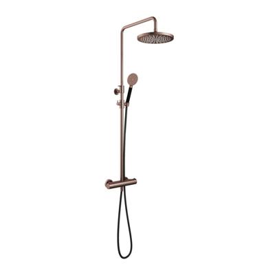 Hotbath Cobber - Stortdoucheset - 300 mm Hoofddouche - 360 mm Hartafstand - Glijstang - Rond Model Handdouche - Geborsteld Koper PVD - Opbouw - 1/2 Inch Aansluiting - V02