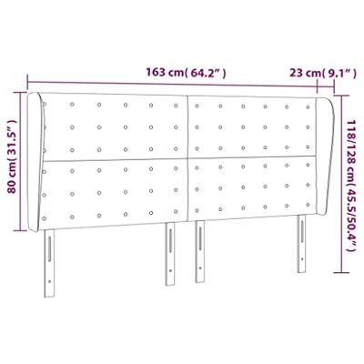 Hoofdbord met randen 163x23x118/128 cm stof donkergrijs