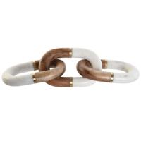 Decoratieve figuren Home ESPRIT Wit Bruin Gouden Ketting 10 x 10 x 36 cm - thumbnail