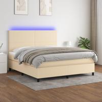 Boxspring met matras en LED stof crèmekleurig 180x200 cm - thumbnail