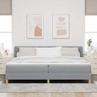 Boxspringbed met matras stof lichtgrijs 200x200 cm - thumbnail