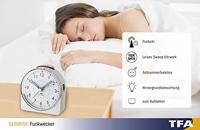 TFA Dostmann 60.1513.02 Wekker Zendergestuurd Wit Fluorescerende Wijzers - thumbnail