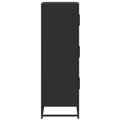 Hoge kast 68x35x106,5 cm bewerkt hout en metaal zwart