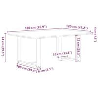 Eettafel met natuurlijke rand 180x120x74 cm massief eikenhout - thumbnail
