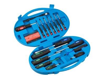Brüder Mannesmann Schroevendraaierset Werkplaats 42-delig Plat, Kruiskop Phillips, Kruiskop Pozidriv, Inbus, T-profiel