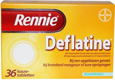 Rennie Deflatine kauwtabletten bij opgeblazen gevoel of winderigheid