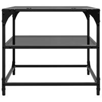 Salontafels 2 st met zwart glazen blad 50x50x45 cm staal - thumbnail