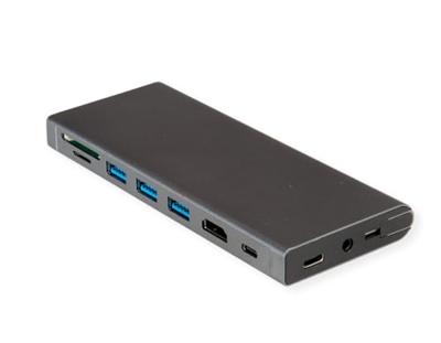 VALUE USB Type C Docking Station, HDMI 4K60 , 4x US3.2Gen1 (1x C + 3x A), 1x PD, 1x SD/TF, 1x RJ45, 1x 3.5mm