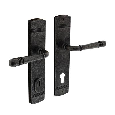 Intersteel Veiligheidsbeslag Helena afgerond met kerntrekbeveiliging profielcilindergat 72mm - PC72 - Oud Grijs Achterdeurbeslag