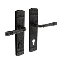 Intersteel Veiligheidsbeslag Helena afgerond met kerntrekbeveiliging profielcilindergat 92mm - PC92 - Oud Grijs Achterdeurbeslag - thumbnail