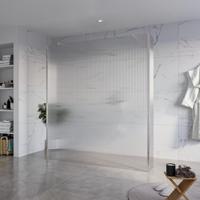 Fortifura Galeria Vrijstaande Inloopdouche - 180x200cm - Helder geribbeld - antikalk - 8mm veiligheidsglas - 2 zijwanden 40cm - wandsteunen en hoekprofielen - Geborsteld RVS PVD (RVS) SW927769 2x/SW797957/SW797948 2x/SW798730 2x - thumbnail