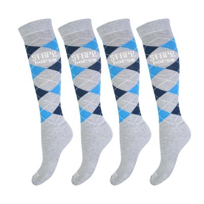 STAPP Horse Paardrijsokken Ruit 4-pack Grijs / Marine / Blauw-39/42