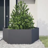 VidaXL Plantenbak zeshoek 138x120x45 cm staal antracietkleurig - thumbnail