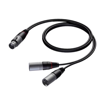 Procab CAB735/1.5 Verloopkabel 1x XLR female naar 2x XLR male 150cm