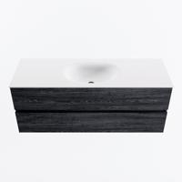 MONDIAZ VICA 130cm badmeubel onderkast Antracite 2 lades. Wastafel MOON midden zonder kraangat, kleur Talc. - thumbnail
