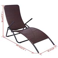 VidaXL Inklapbaar ligbed poly rattan bruin - thumbnail
