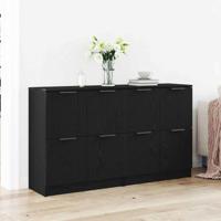 Dressoir Zwart Eiken 180 x 30 x 70 cm Bewerkt hout - thumbnail