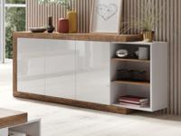Dressoir SINO 3 deuren 180 cm eik/hoogglans wit - thumbnail