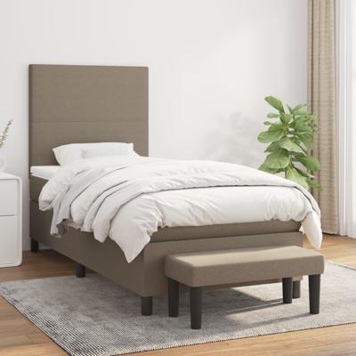 Boxspring met matras stof taupe 90x190 cm