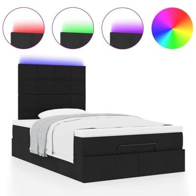 Ottoman bed met matras en LED's 120x200cm stof zwart