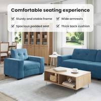 Bankstel 3 pcs Blauw 221 x 80 x 80 cm Fluweel - thumbnail