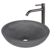 Waskomset Differnz Ravano Beton 40x12 cm Antraciet met Hoge Wastafelkraan Gunmetal Differnz - thumbnail