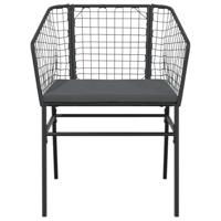 3-delige Tuinset met kussens poly rattan glas zwart - thumbnail