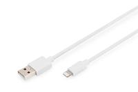Digitus DB-600106-010-W USB-kabel USB 2.0 USB-A stekker, Apple Lightning stekker 1.00 m Wit Afgeschermd, Afgeschermd (dubbel) - thumbnail