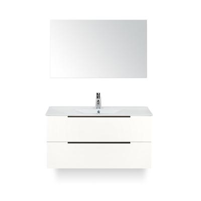 Seville Badmeubelset 100 cm - Wit Hoogglans Edge greep - Wastafel Enjoy - met Spiegel