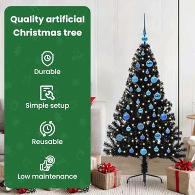 VidaXL Kunstmatig voorverlicht kerstboom met 150 led zwart 150 cm pvc