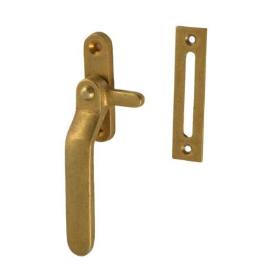 Hardbrass Raamboompje links met haak en sluitplaat - messing getrommeld