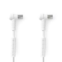 Nedis Coaxkabel | IEC (Coax) Male | IEC (Coax) Female | Vernikkeld | 120 dB | 75 Ohm | Viervoudig Afgeschermd | 5.00 m | Rond | PVC | Wit | Label - - thumbnail