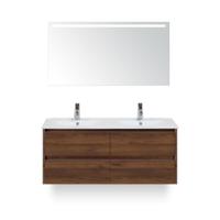 Dante Badmeubelset 120 cm - Walnoot - Keramische Wastafel Wit Enjoy - met Sence Spiegel - thumbnail