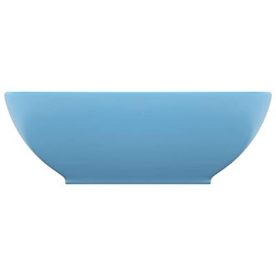 VidaXL Wastafel ovaal 40x33 cm keramiek mat lichtblauw