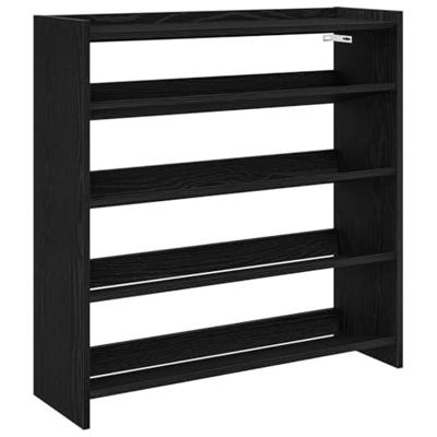VidaXL Schoenenrek 80x25x81 cm bewerkt hout zwart VidaXL Schoenenrek 80x25x81 cm bewerkt hout zwart