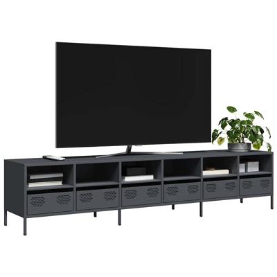 Tv-meubel 202x39x43,5 cm koudgewalst staal antracietkleurig