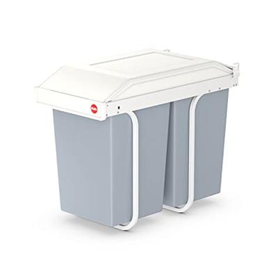 Vuilnisemmer Hailo Multi-Box duo L Wit Grijs Crème Staal Plastic 2 lades 14 L Integreerbaar (2 Stuks)