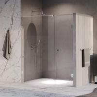 BRAUER Void Carving nisdeur 2-delig helder glas 170x200 omkeerbaar met draaideur 70 aan muur incl. glascoating chroom - thumbnail