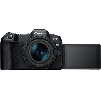 Canon 5803C013 EOS R8+RF 24-50MM F4.5-6.3 IS STM 24.2MP full-frame spiegelloze camera Tot 40 fps continu Dual Pixel CMOS AF II 4K tot 60p Vari-hoek scherm Bluetooth&WiFi Zwart volledige grootte