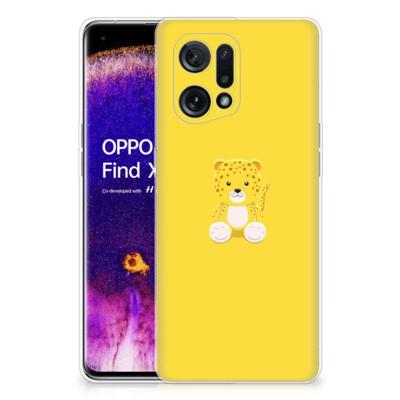 OPPO Find X5 Telefoonhoesje met Naam Baby Leopard OPPO Find X5 Telefoonhoesje met Naam Baby Leopard