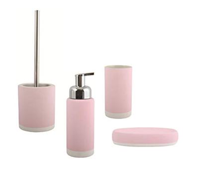 MSV Zeeppompje|dispenser Enzo - keramiek - lichtroze|zilver - 18 cm