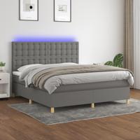 Boxspring met matras en LED stof donkergrijs 180x200 cm - thumbnail
