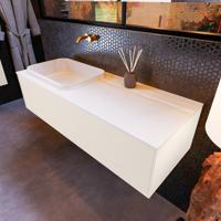 Badkamermeubelset Mondiaz Erin 120 cm met 1 Lade met RIDGE Wastafel Links Talc Zonder Kraangaten Greeploos Mat Linen - thumbnail