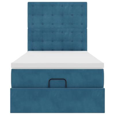 Ottoman bed met matrassen 100x200cm fluweel donkerblauw