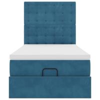 Ottoman bed met matrassen 100x200cm fluweel donkerblauw - thumbnail
